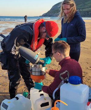 Sampling at the land-sea interface in Bilbao, as part of the TREC expedition. Credit: Emily Farthing